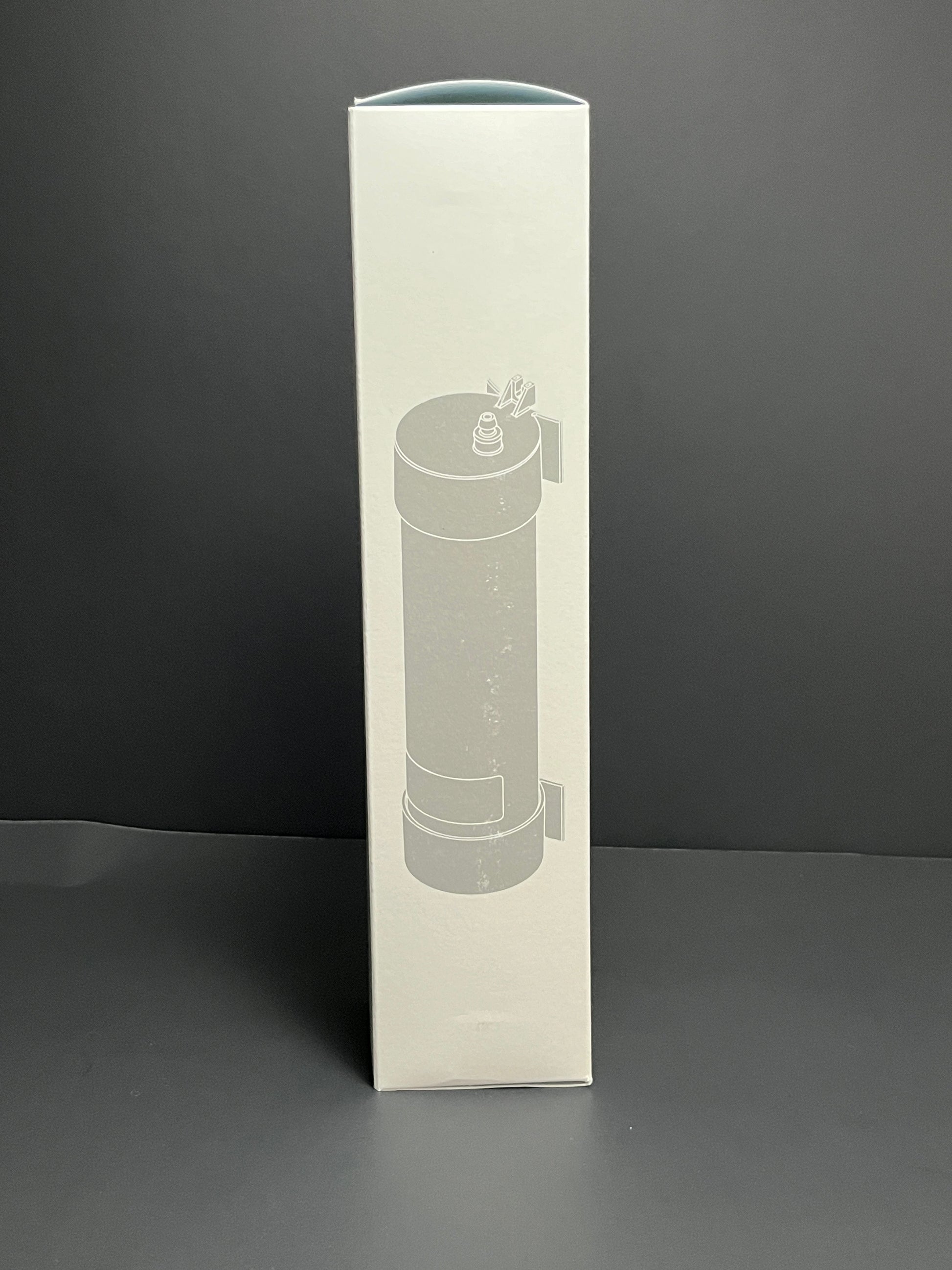 Bullfrog Spas EOS Ozone Cartridge box, side profile, image printed in gray ink displays the cartridge.