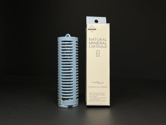 Bullfrog Spas mineral cartridge next to product packaging.