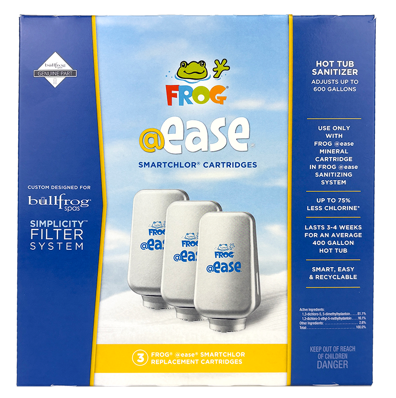 Box of Frog @Ease SmartChlor cartridges for Bullfrog Spas Simplicity Filter system.